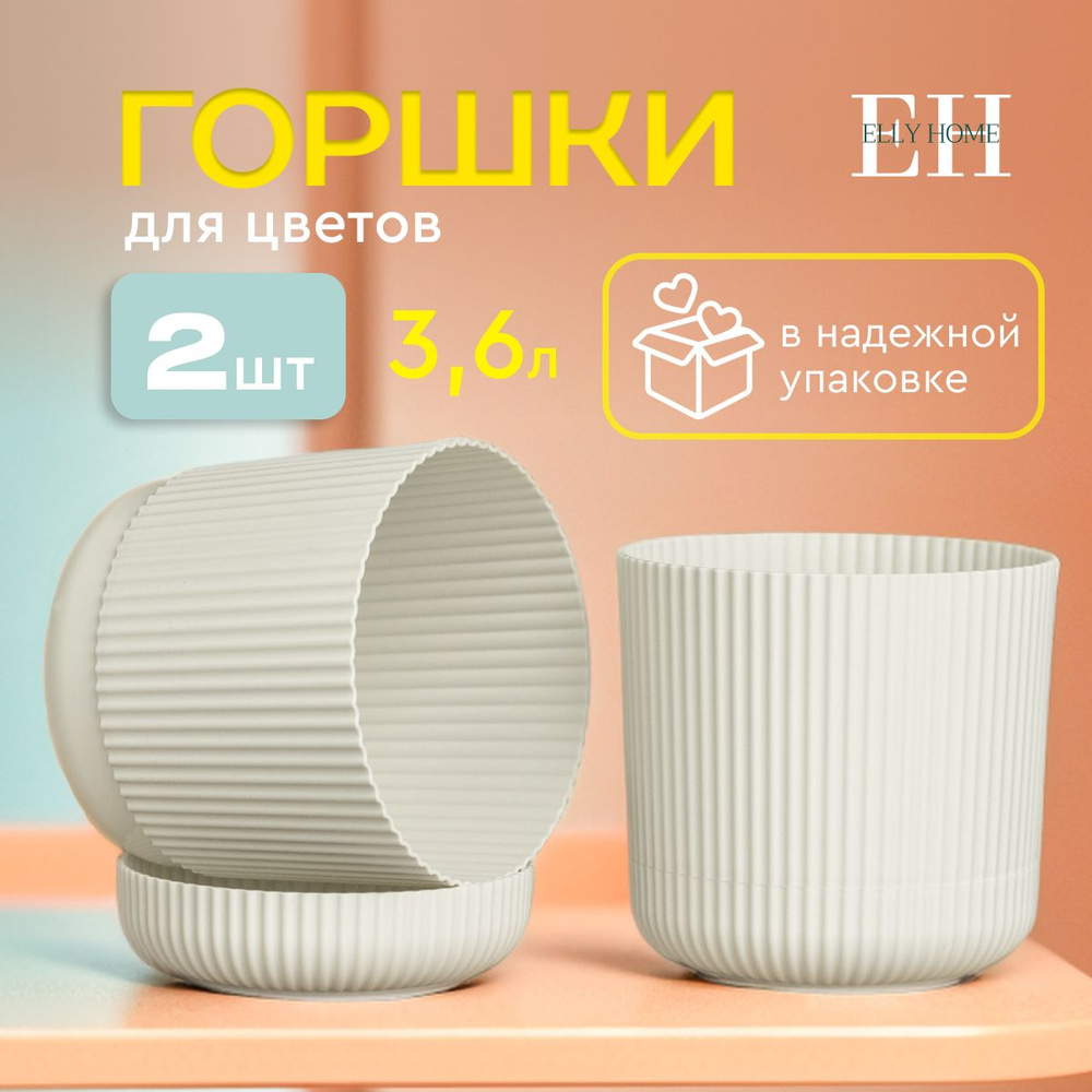 Кашпо для цветов Elly Home, 3,6 л, набор 2 шт #1