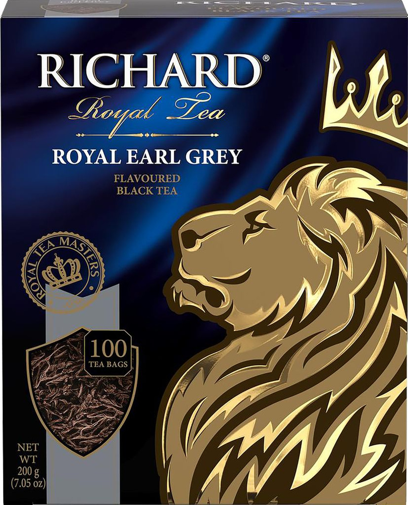 Чай черный RICHARD Royal Earl Grey Цейлонский с ароматом бергамота байховый, 100пак  #1