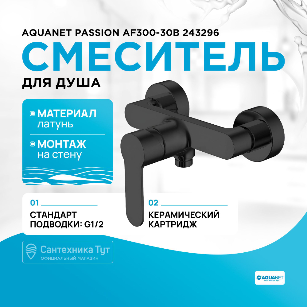 Смеситель для душа Aquanet Passion AF300-30B Черный #1