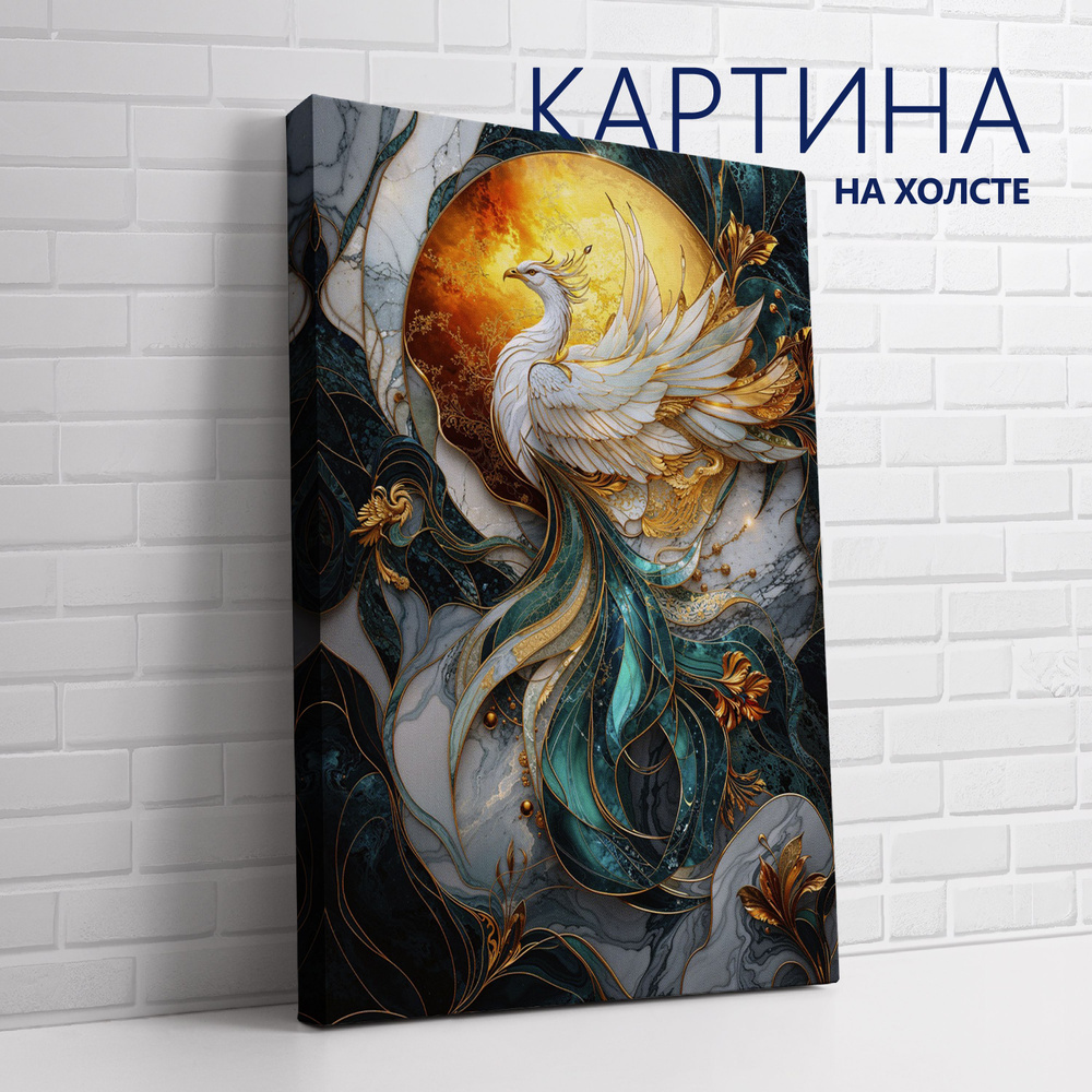 PRO Картины Картина "Голубое кинцуги. Птица феникс", 80 х 60 см  #1