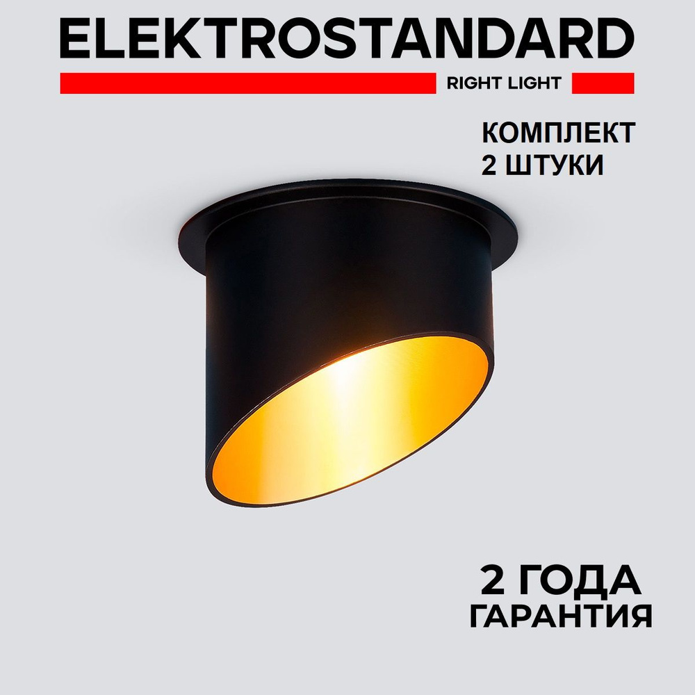 Встраиваемый светильник Elektrostandard 7005 MR16 BK/GD черный/золото комплект 2 шт  #1