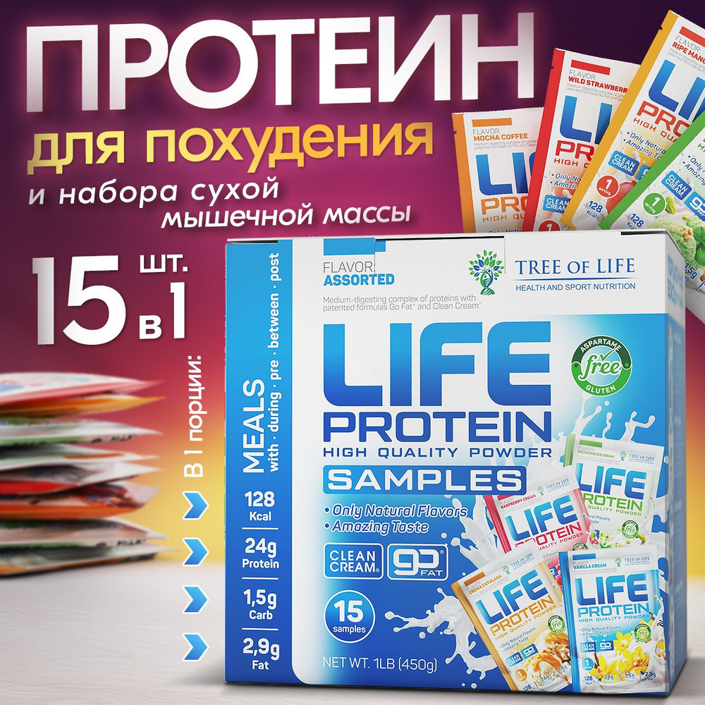 Протеин сывороточный изолят для набора массы Tree of Life Protein Samples. Порционный белковый коктейль #1