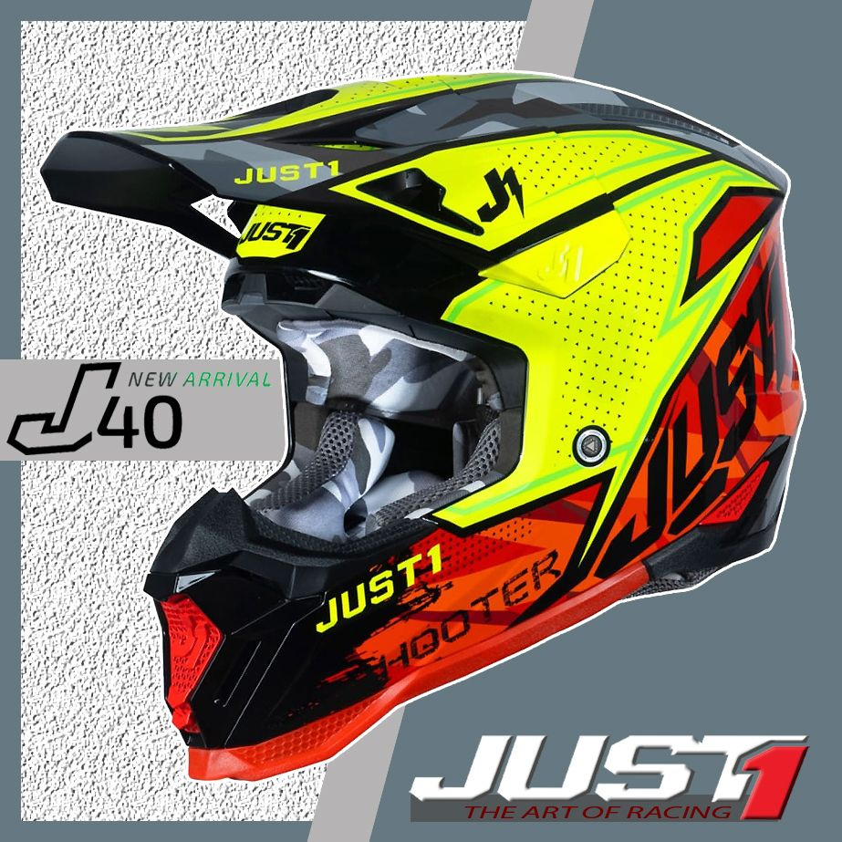 Кроссовый шлем JUST1 J40 SHOOTER S(55-56) Camo Red/YellowFluo/Black глянец #1