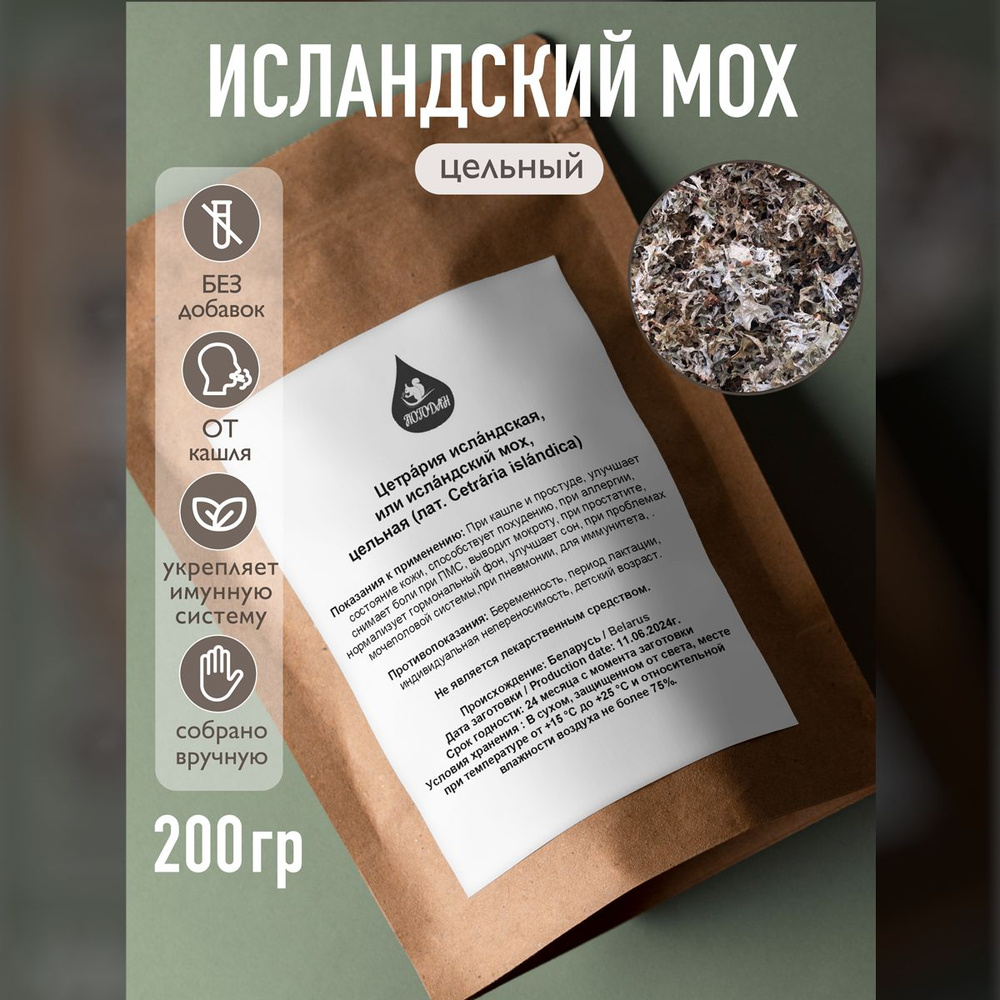 Исландский мох от кашля, цетрария, цельная 200 гр. #1