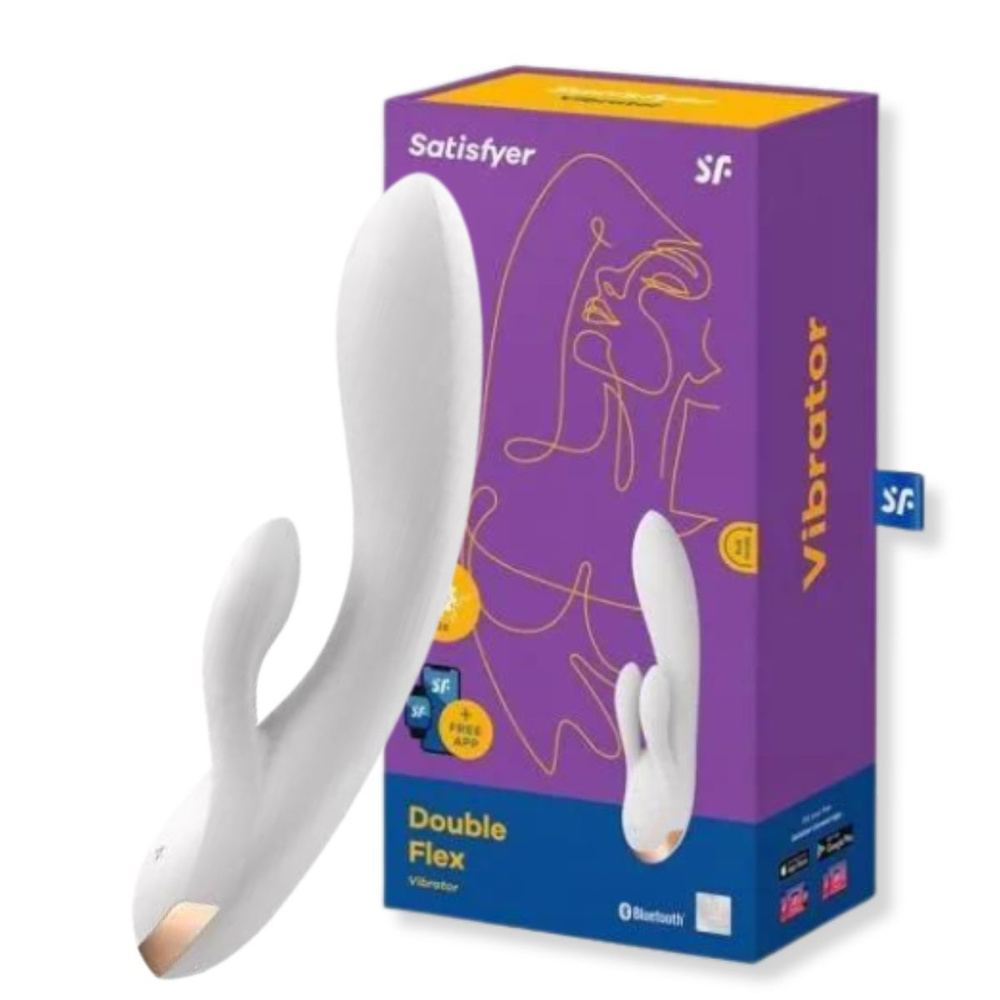 Женский вибратор кролик Satisfyer Double Flex Connect App white вибростимулятор для точки G, клитора #1