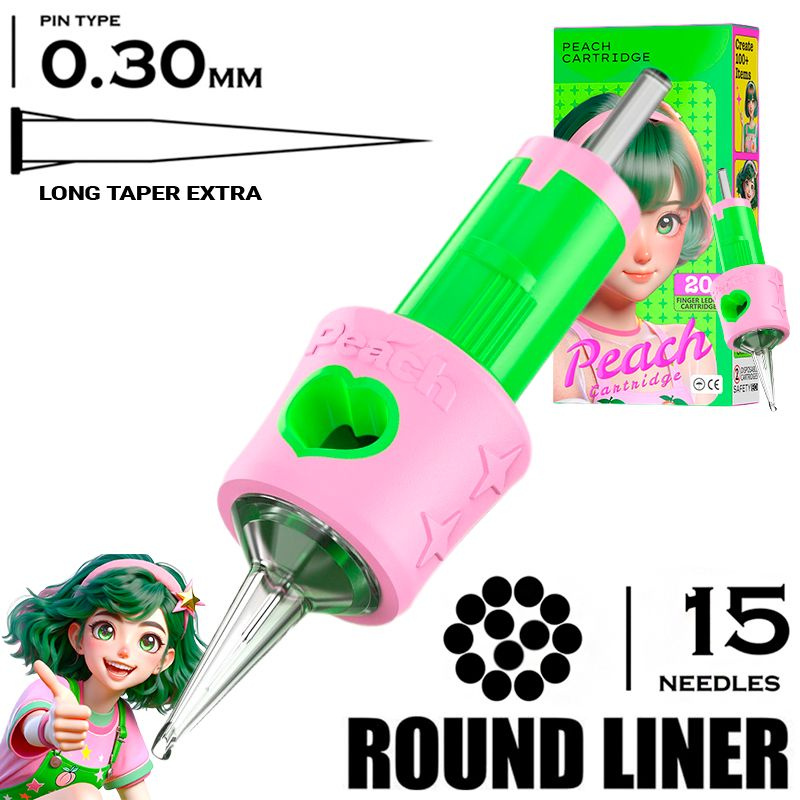 Картриджи для тату и татуажа PEACH Cartridge 30/15 RLLT-X Round Liner Extra (1015), 20шт/уп.  #1