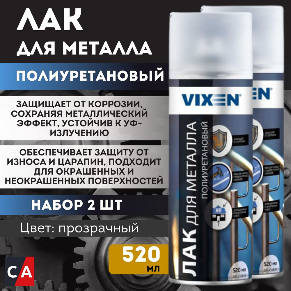 Лак для металла полиуретановый VIXEN 2 штуки, аэрозоль, 520мл, VX24004  #1