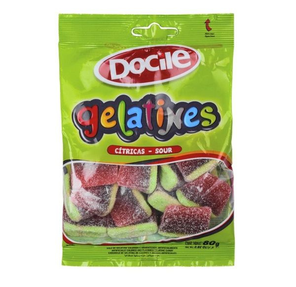 Жевательный мармелад DOCILE GELATINES SOUR WATERMELON SLICES (Кислые ломтики АРБУЗА) 80г  #1