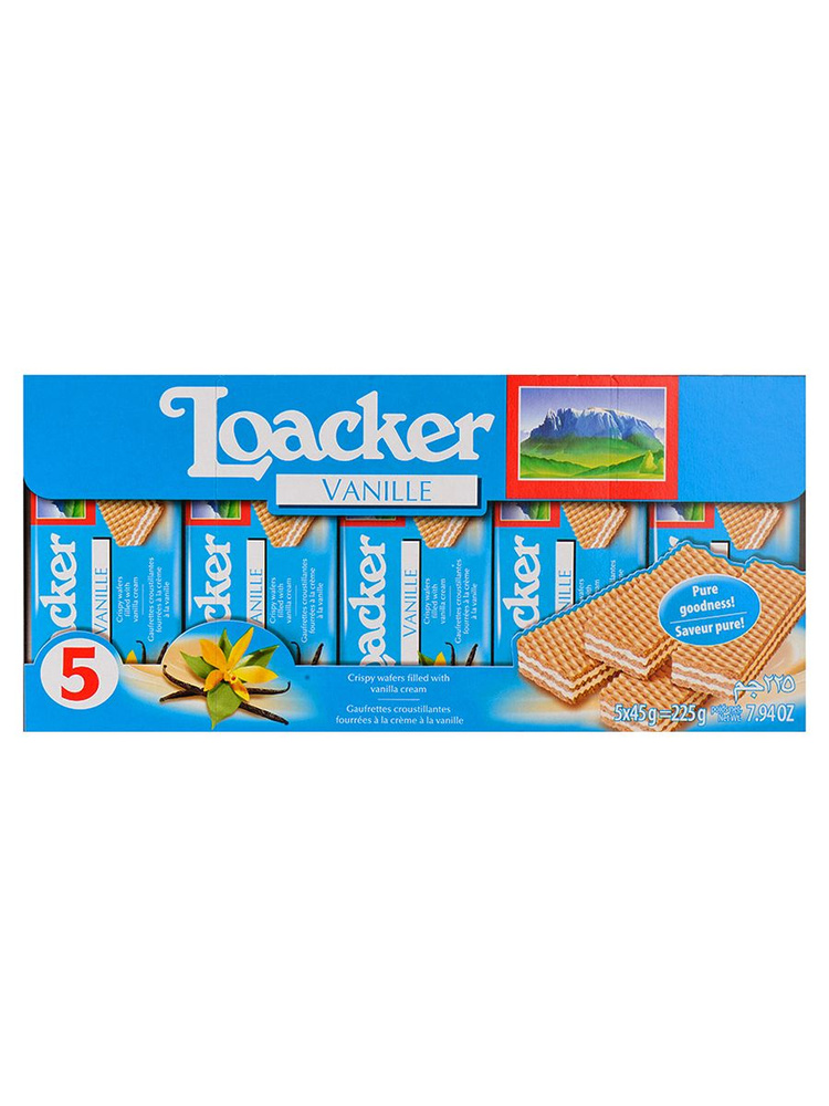 Вафли Loacker с ванилью, 5 шт по 45 гр, Австрия #1