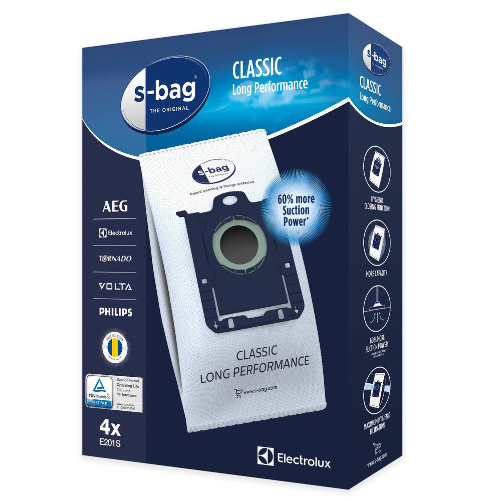 Philips, Electrolux, мешки для пылесоса S-Bag, 4 шт, синтетические #1