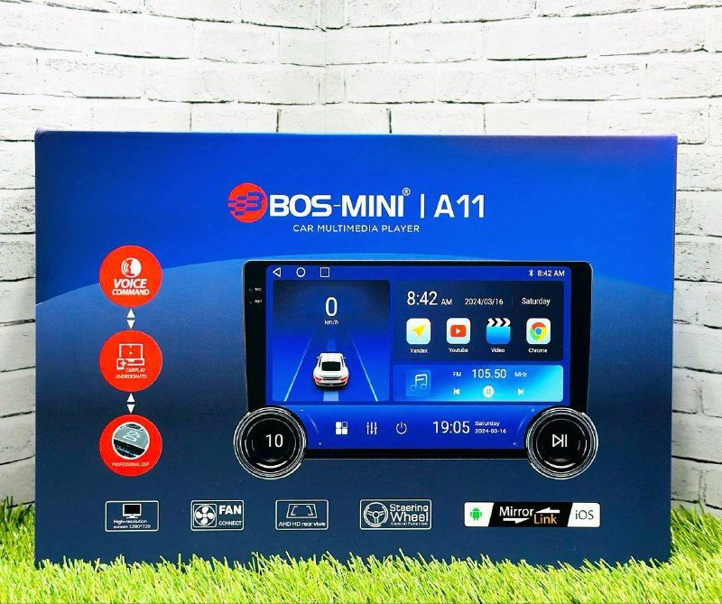 Автомагнитола Android BOS-MINI A11 4/64GB CarPlay Qled экран на 9-дюйм мощная сенсорная магнитола 2din #1