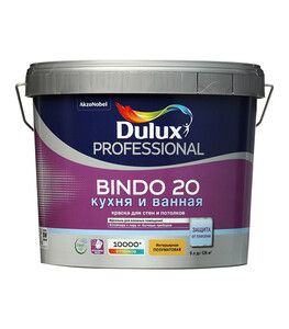 Краска моющаяся Dulux Bindo 20 кухня и ванная база BW белая 9 л #1