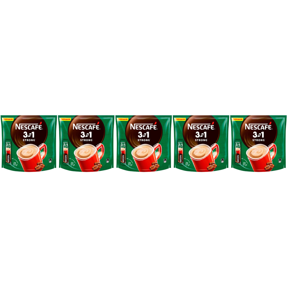 Кофейный напиток Nescafe крепкий 3 в 1 растворимый 14,5 г х 20 шт, набор: 5 штук  #1