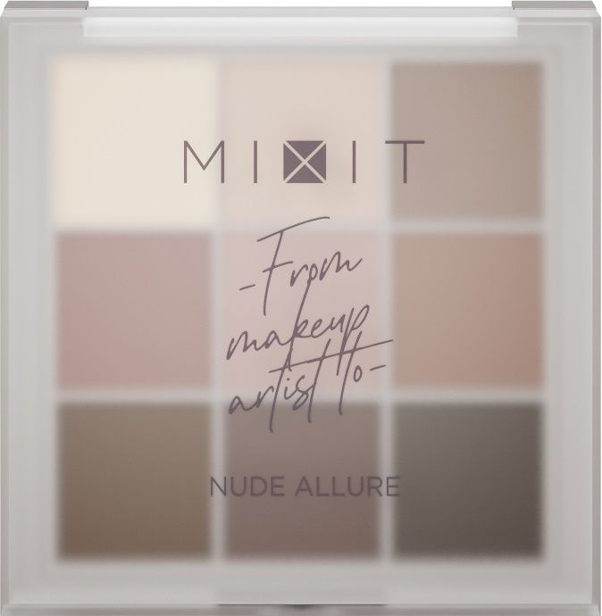 MIXIT Палетка теней для век Nude Allure, 9 оттенков. Профессиональная декоративная косметика для макияжа #1