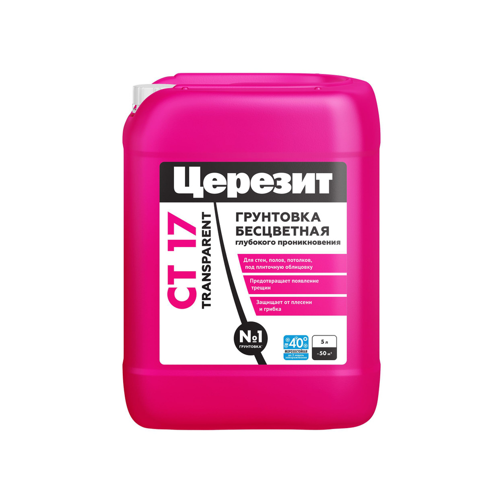 Грунтовка Церезит CT17 TRANSPARENT морозостойкая, 5л #1