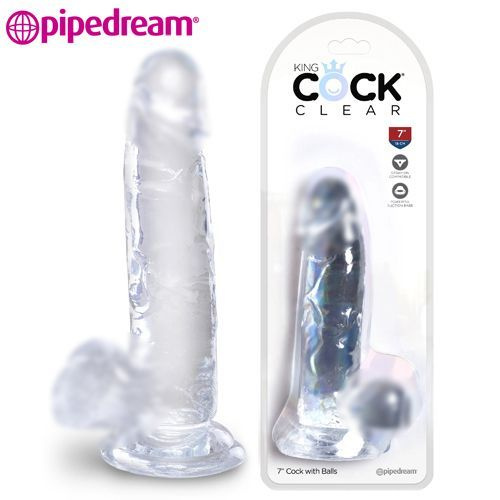 PipeDream King Cock Clear, Cock with Balls 7" Фаллоимитатор с мошонкой, прозрачный (20.3 х 4 см)  #1