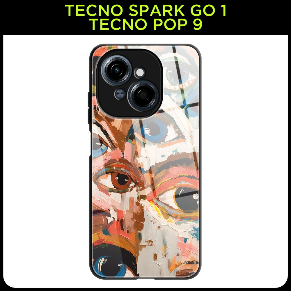 Стеклянный чехол на Tecno Spark Go 1/Tecno POP 9 / Техно Спарк Го 1/Техно ПОП 9 с принтом "Открытые глаза" #1