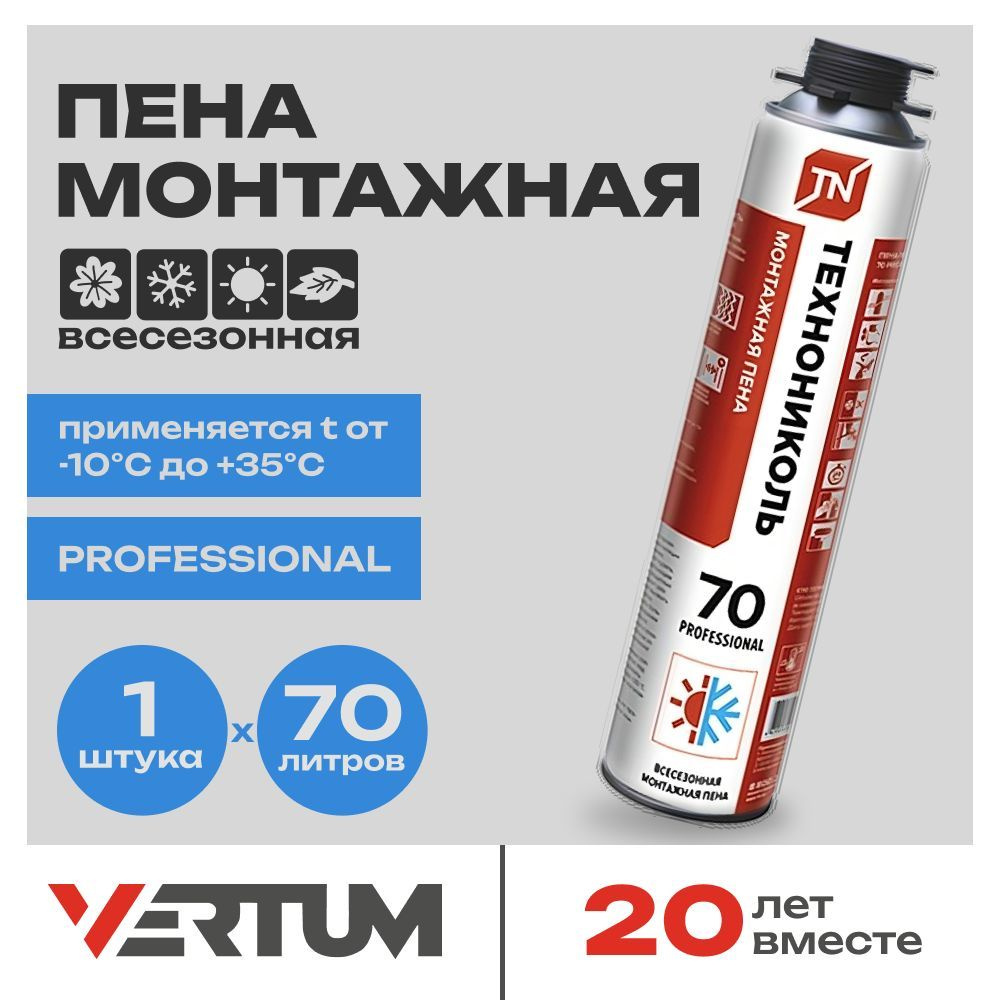 Пена монтажная профессиональная Технониколь 70 PROFESSIONAL всесезонная, 1 шт.  #1