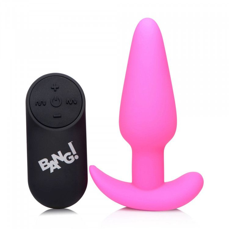 Розовая анальная вибропробка с пультом ДУ 21X Remote Control Vibrating Silicone Butt Plug - 10,4 см. #1