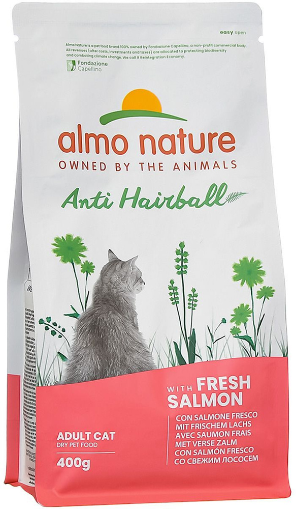 ALMO NATURE HOLISTIC ANTI HAIRBALL FRESH SALMON для взрослых кошек для вывода шерсти со свежим лососем #1