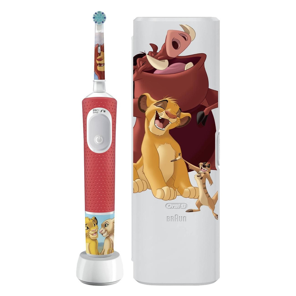 Oral-B Электрическая зубная щетка Vitality Kids Pro D103 King Lion, белый, коралловый  #1