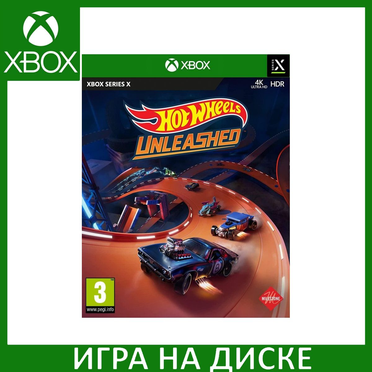 Диск с Игрой Hot Wheels Unleashed (Xbox Series X). Новый лицензионный запечатанный диск.