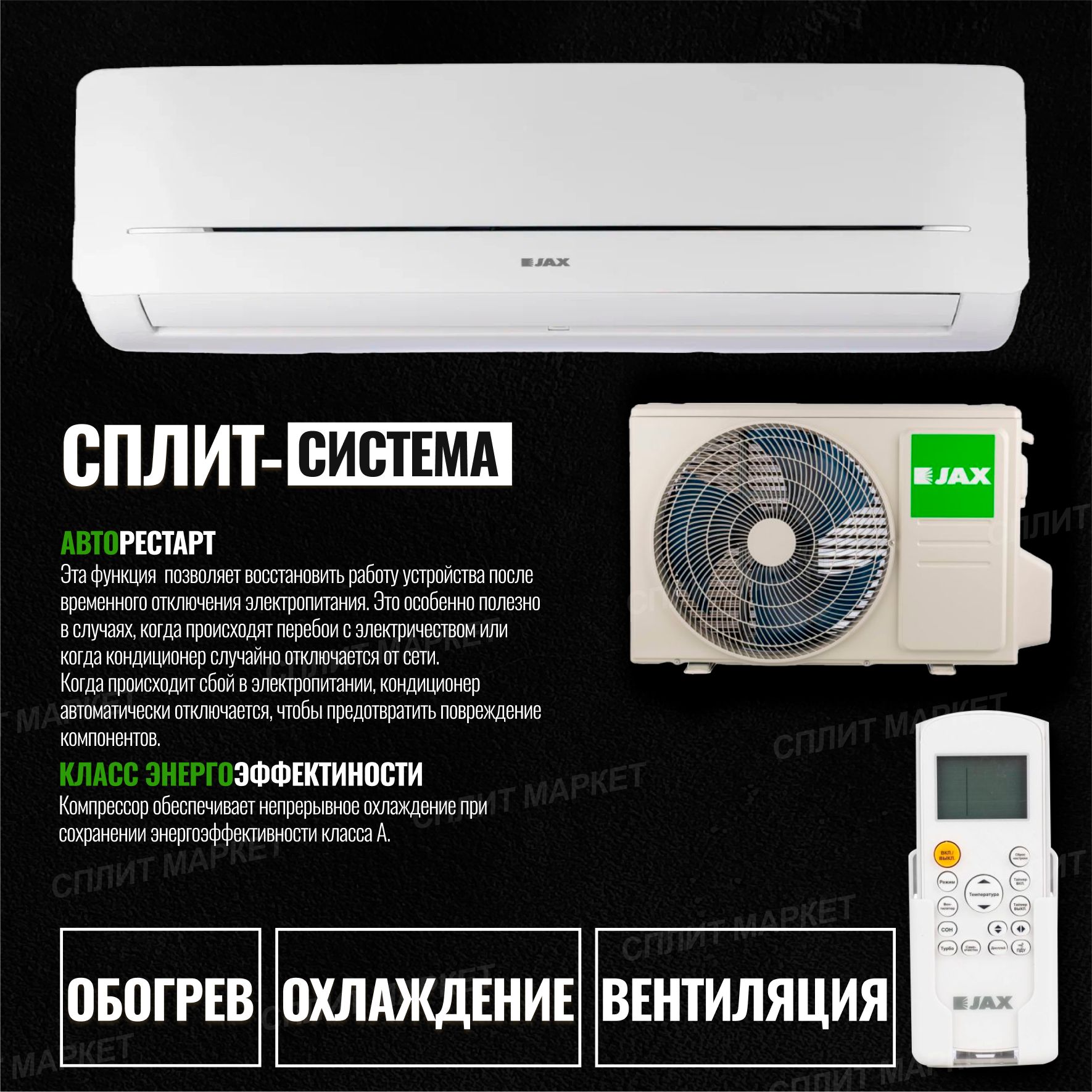 Кондиционер JAX ACE-14HE СУПЕР ТИХИЙ (40 кв. м) Сплит система JAX YORK ...