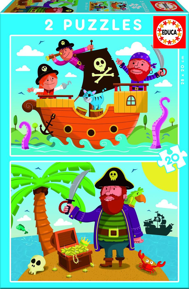 Пазлы 2 в 1 элементов Пираты для детей #1