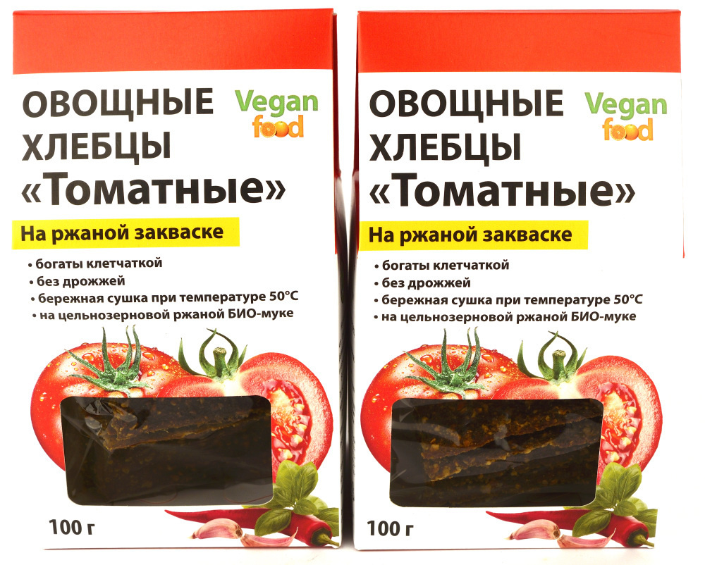 Хлебцы Vegan food овощные на закваске Томатные 2 шт. х 100 г #1