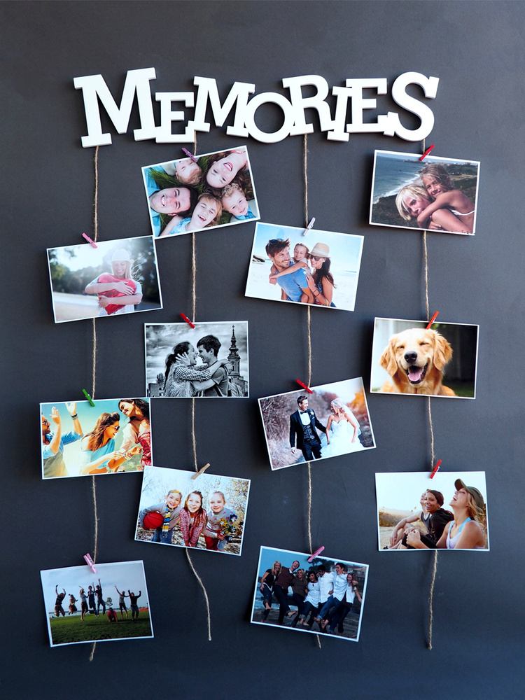 Рамка для фото "Memories" на 30 фотографий, белый, квадратный шрифт, фоторамка коллаж, мудборд, мультирамка, #1