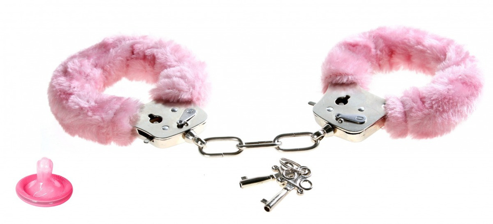 Наручники розовые FURRY FUN CUFFS, TOY JOY #1