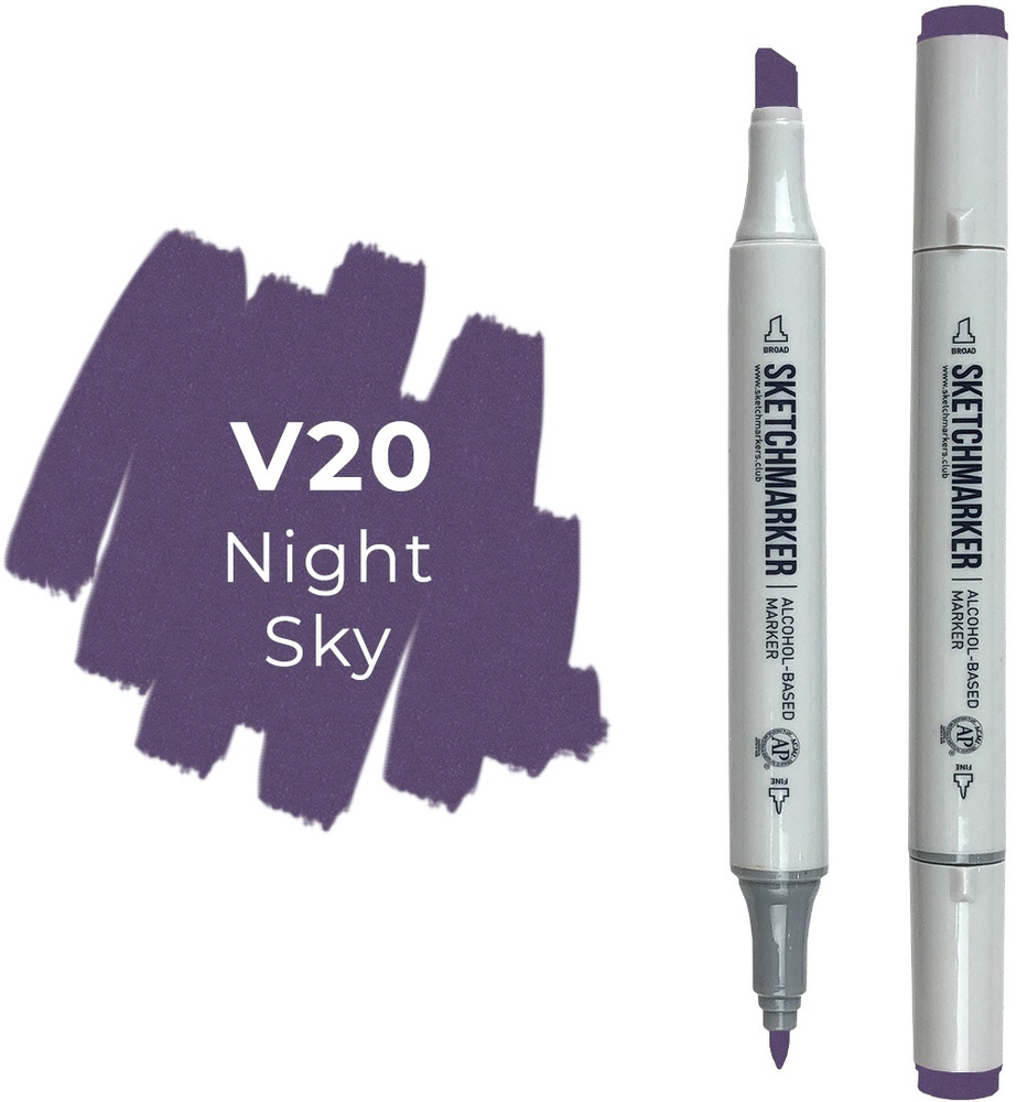 Двусторонний заправляемый маркер SKETCHMARKER на спиртовой основе для скетчинга, цвет: V20 Ночное небо #1