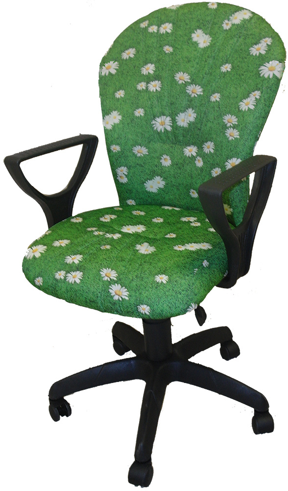 Детское компьютерное кресло "OAZIS" ткань с принтом "ромашки", пиастра, для детей, детский, стул офисный #1