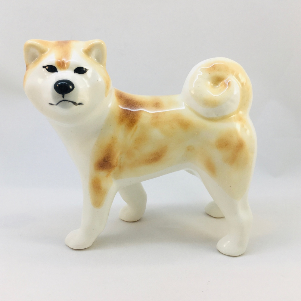 Статуэтка собаки Акита-ину рыжая, фарфор, подарок, сувенир, фигурка  #1