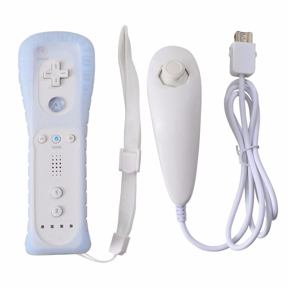 Геймпад Wii Remote + Wii Nunchuk + накладка, белый #1