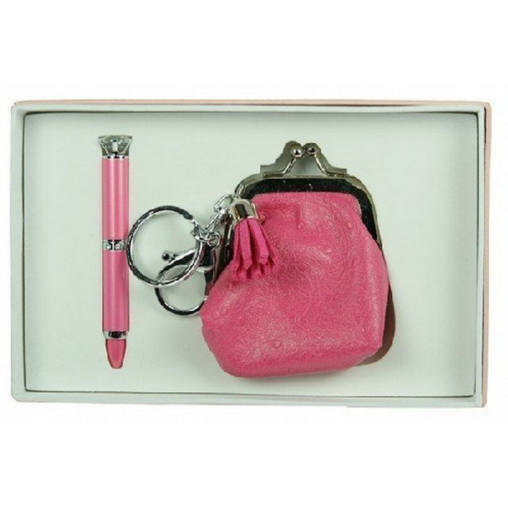 Подарочный набор "Кошелек розовый" Luxury Gift (брелок и ручка)  #1
