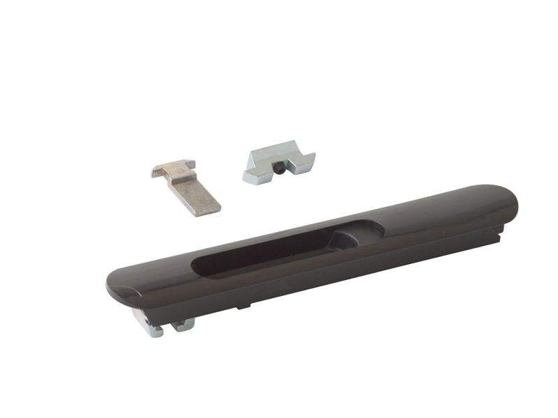 Защёлка балконная ELEMENTIS со скрытым монтажом 3 части RAL9005 черный с черным ползунком  #1