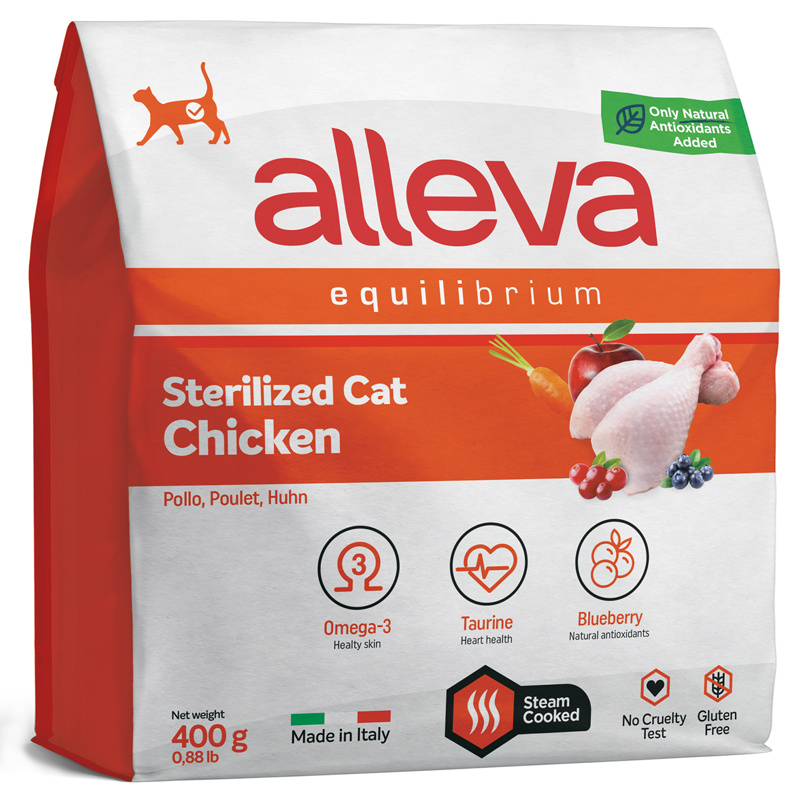 Сухой корм ALLEVA Equilibrium Sterilized для взрослых стерилизованных кошек и кастрированных котов, Аллева #1