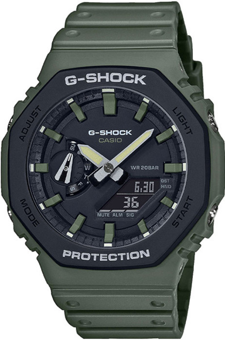 Противоударные мужские наручные часы Casio G-Shock GA-2110SU-3A с подсветкой, будильником и секундомером #1