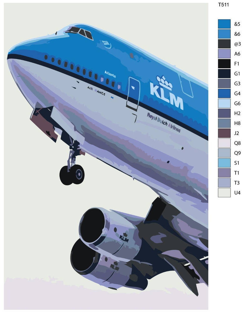 Картина по номерам T511 "САМОЛЕТ KLM" 40Х60 #1