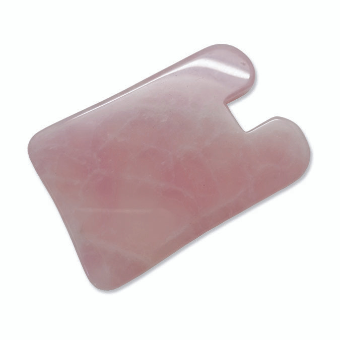 Массажер для лица - гуаша скребок из розового кварца, ушки МГ21  #1