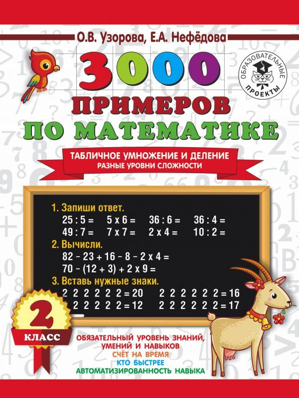 3000 примеров по математике. Табличное умножение и деление. Разные уровни сложности. 2 класс | Узорова #1