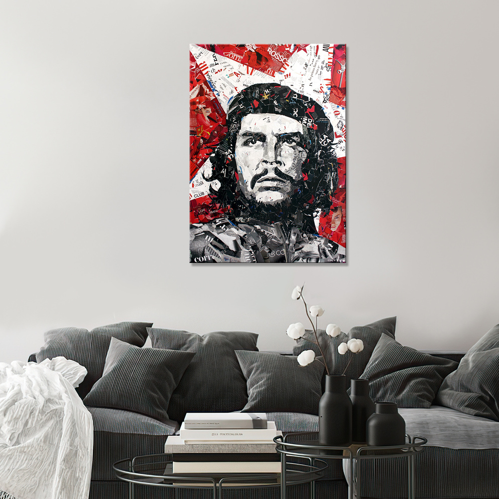 Интерьерная картина на холсте - Эрнесто Че Гевара вырезки из прессы арт 60х80  #1