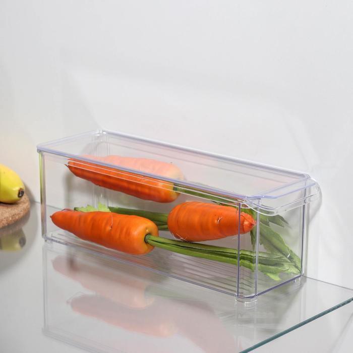 Органайзер для холодильника с крышкой IDEA, 10*30*10 см, цвет прозрачный  #1