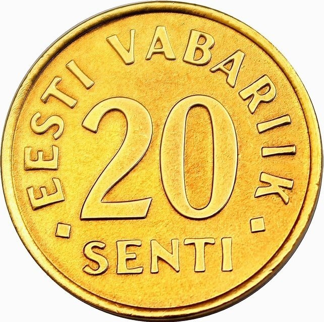 (1992) Монета Эстония 1992 год 20 центов Бронза XF #1