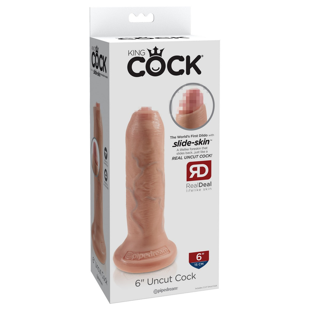 Фаллоимитатор на присоске необрезанный King Cock 6 Uncut Cock #1