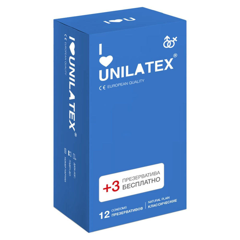 Классические презервативы Unilatex Natural Plain - 12 шт. + 3 шт. в подарок  #1