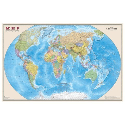 Карта настенная DMB "Мир. Политическая карта", Масштаб 1:20 млн, размер 156х101 см, ламинированная (295) #1