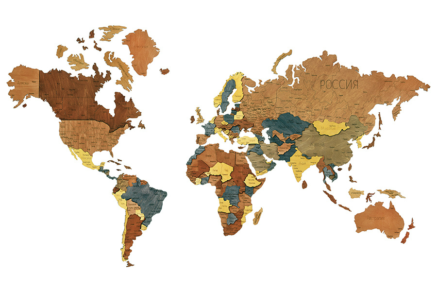 Интерьерная карта мира "Classic" 160Х85 см/ Карта мира из дерева  #1