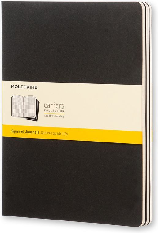 Блокнот в клетку Moleskine Cahier ХLarge, сшитый, картон, 3 шт, черный  #1